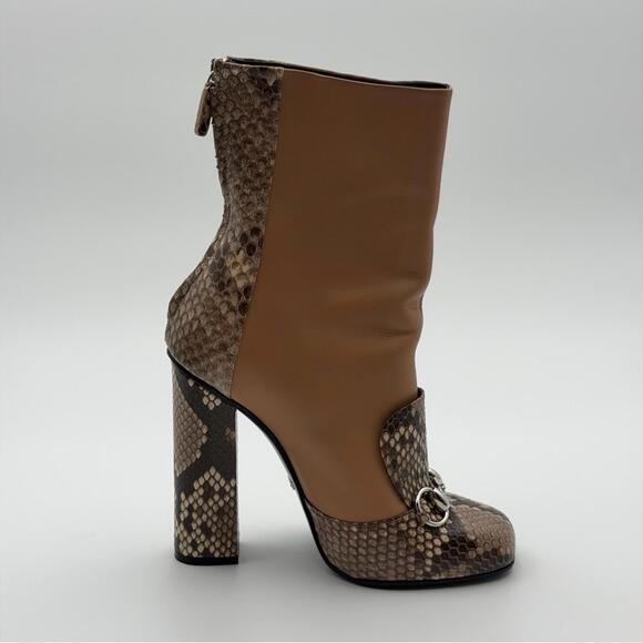 GUCCI PYTHON & LEATHER ANKLE BOOTS – SIZE 37 - Picture 3 of 8